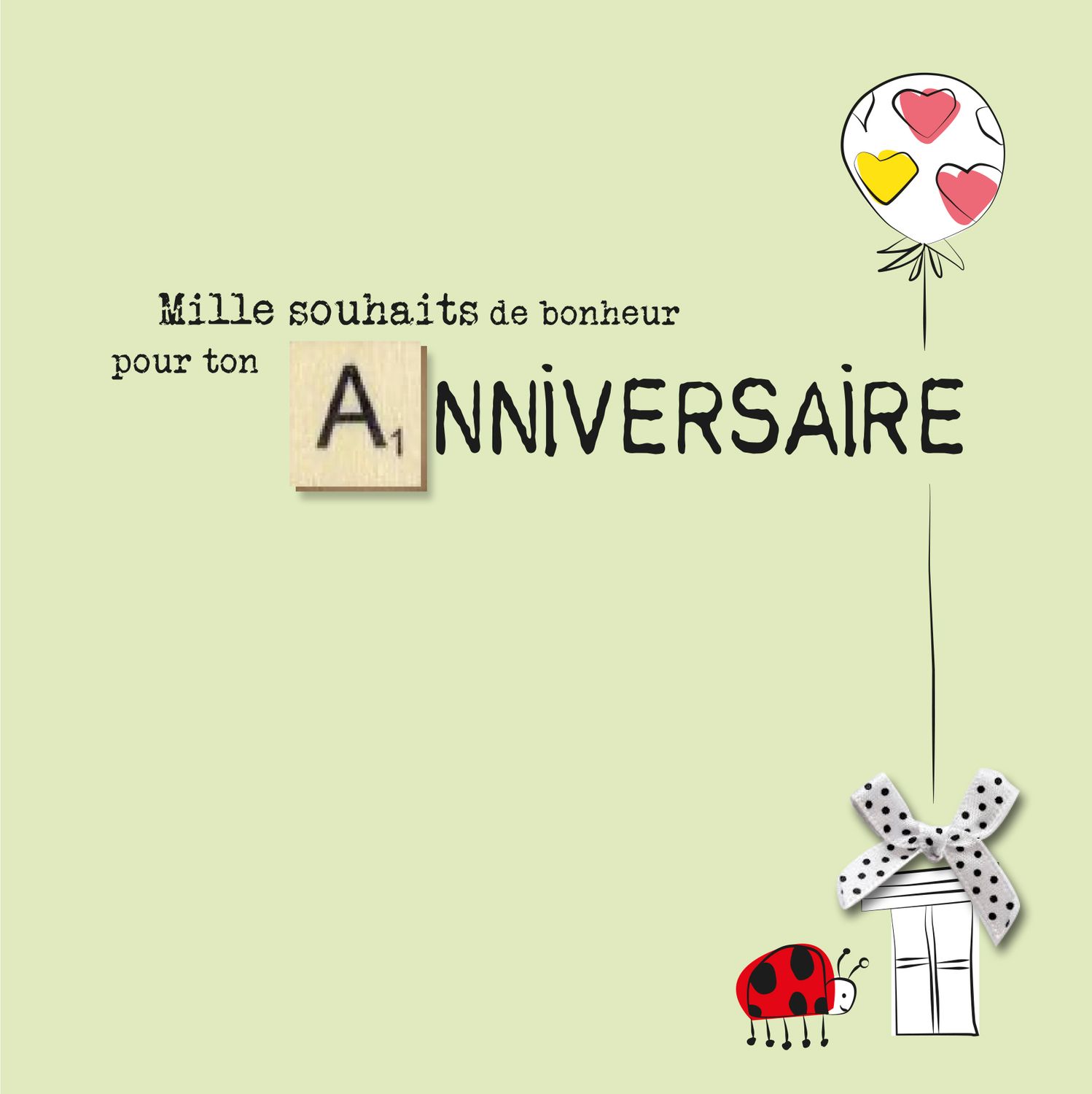 CARTE DOUBLE 15 X 15 CM AVEC CARRÉ DE BOIS