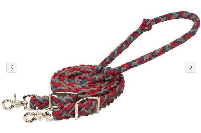 Rênes de baril Ecoluxe Bamboo, Colour: Rouge/Indigo/Charcoal