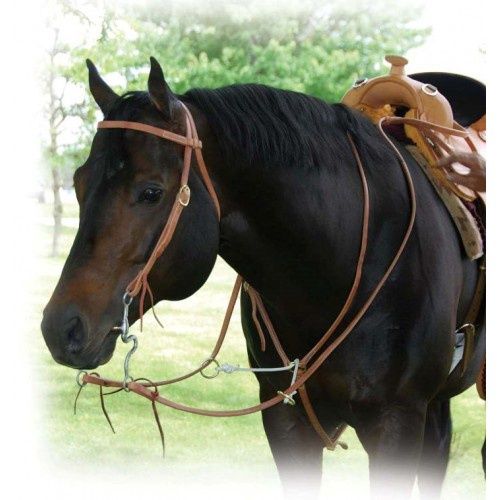 Martingale à anneaux en cuir et corde - Western Rawhide
