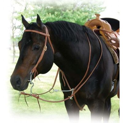 Martingale à anneaux en cuir et corde - Western Rawhide