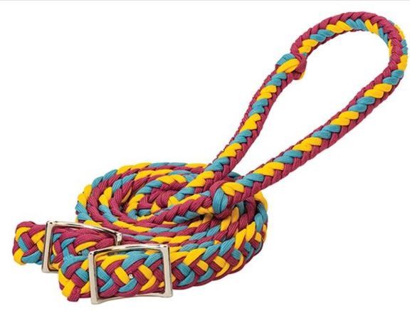 Rênes de barils en nylon - GerRyan, Colour: Jaune/Bourgogne/Bleu