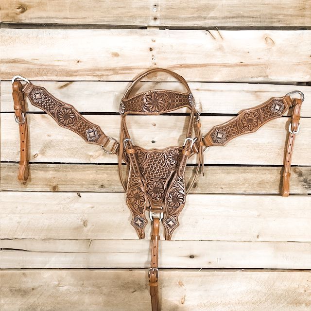 Ensemble bride et bricole Floral tooled - 1D saddlery