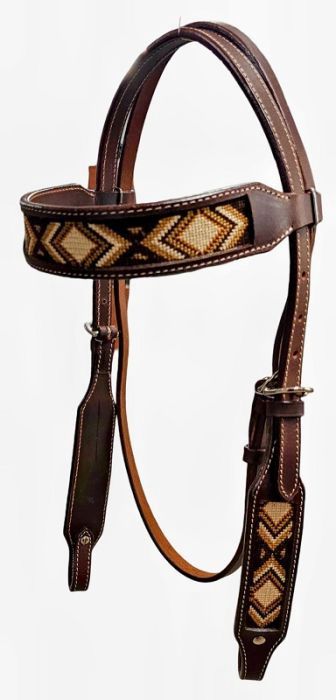 Bride frontales brun avec broderie - Ger-Ryan