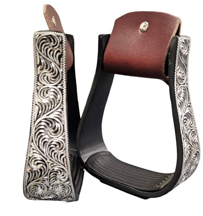 Étrier en aluminium noir gravé