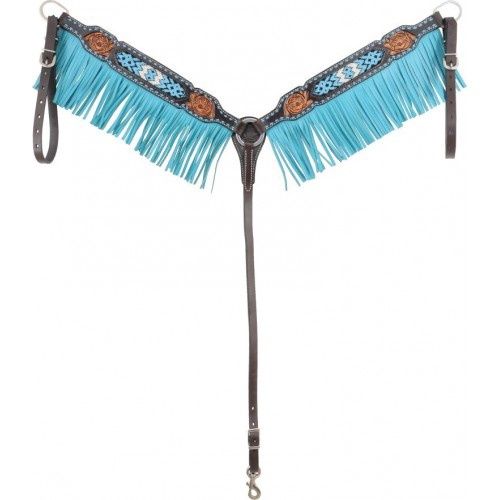 Bricole avec granges turquoise beaded - western rawhide