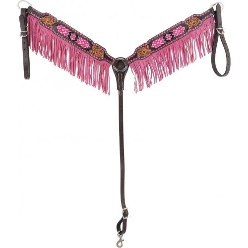 Bricole avec granges - pink beaded - western rawhide