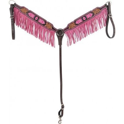 Bricole avec granges - pink beaded - western rawhide