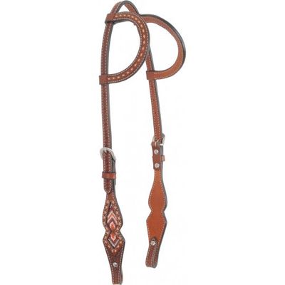 Bride à oreille combo Marron bead - western rawhide