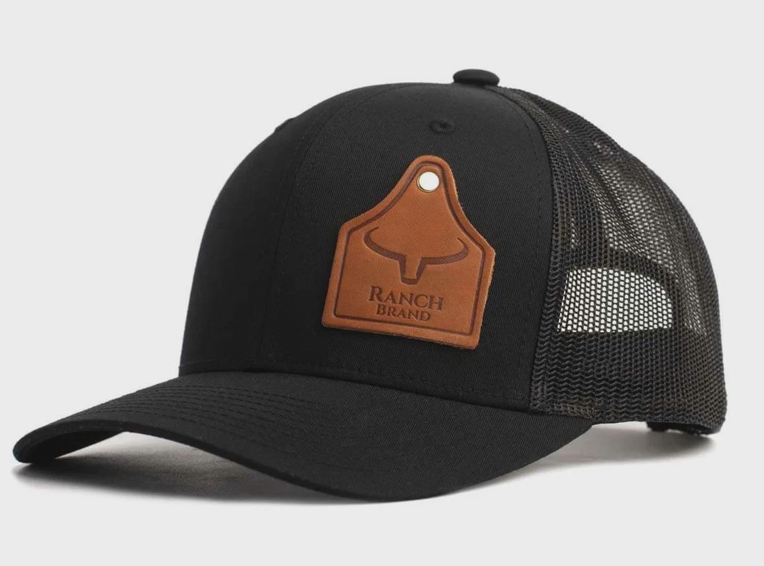 Casquette Ranch Brand - Cow tag, Colour: Noir/Mesh noir/Patch de cuir