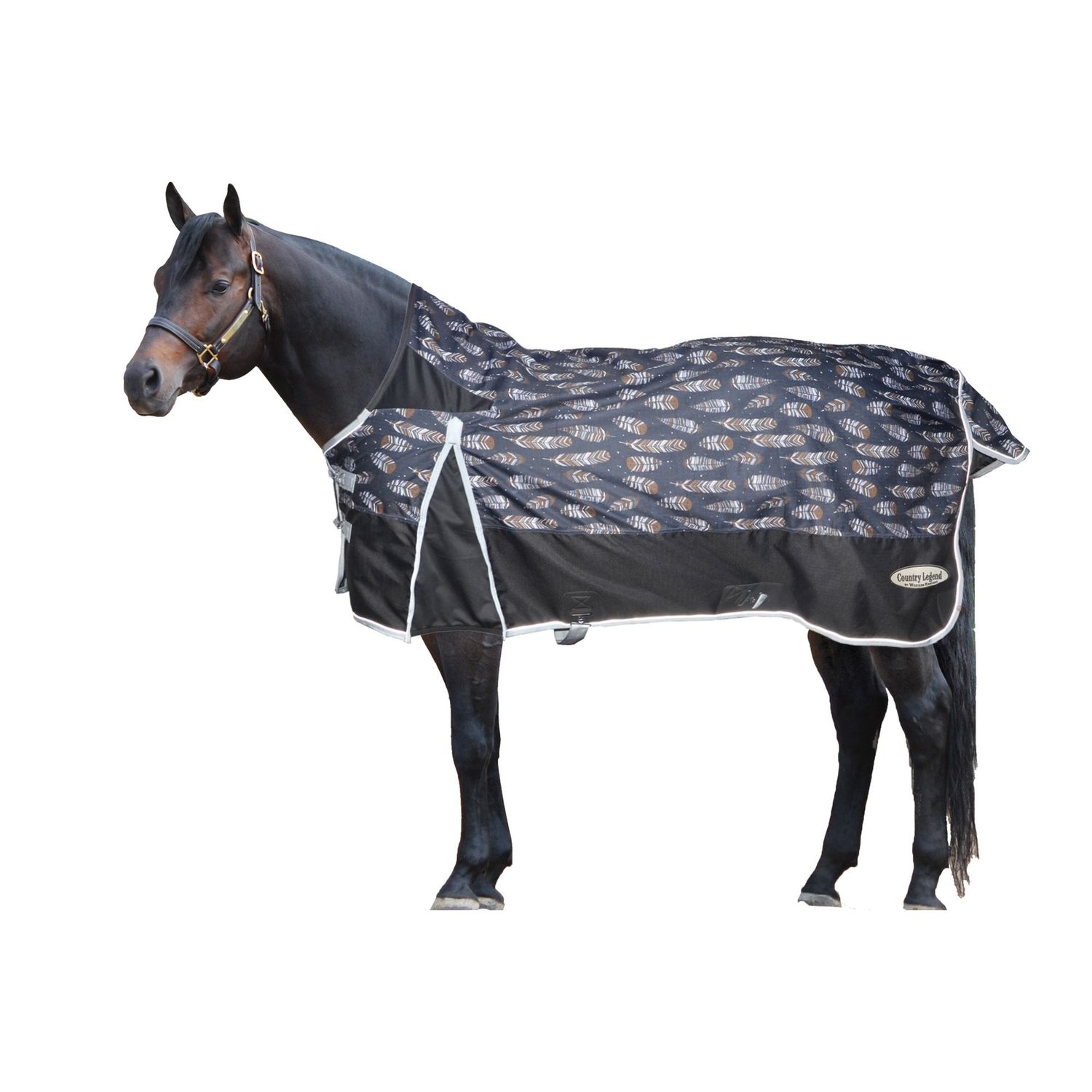 Couverture Turnout de pluie Country Legend - Plumes noires, Size: 72"