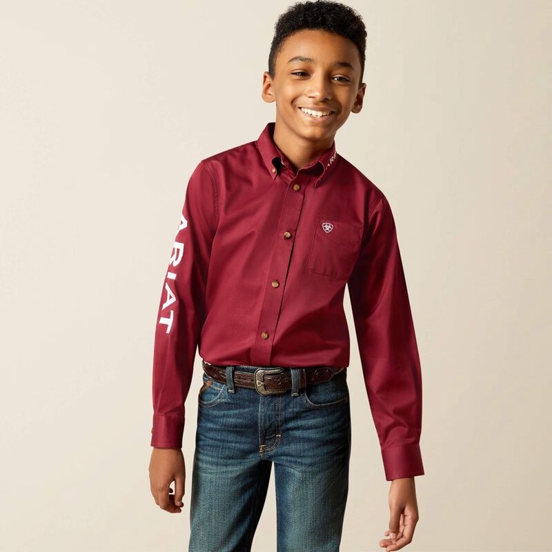 Chemise Ariat pour garçon - Team logo - Bourgogne