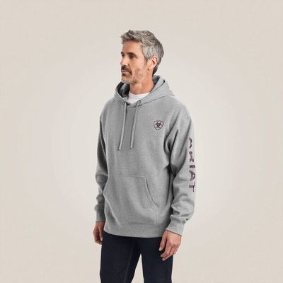 Hoodie Ariat - logo Ariat - Gris et bourgogne