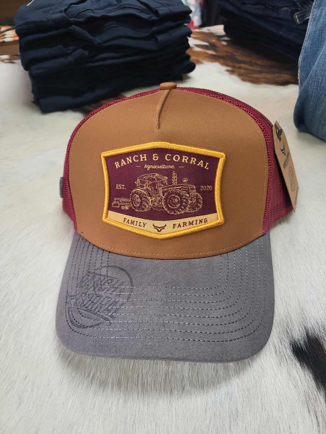 Casquette Ranch&amp;Corral - Orange brûlé/mesh rouge