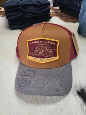 Casquette Ranch&amp;Corral - Orange brûlé/mesh rouge