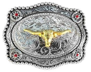 Boucle de ceinture Modestone - Red flowers, Colour: Horse head