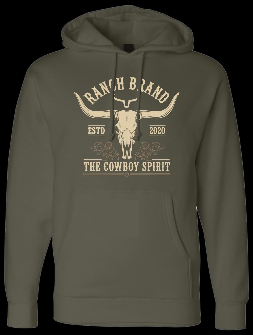 Hoodie Ranch Brand - Skull 8 - Army