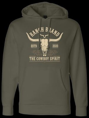 Hoodie Ranch Brand - Skull 8 - Army