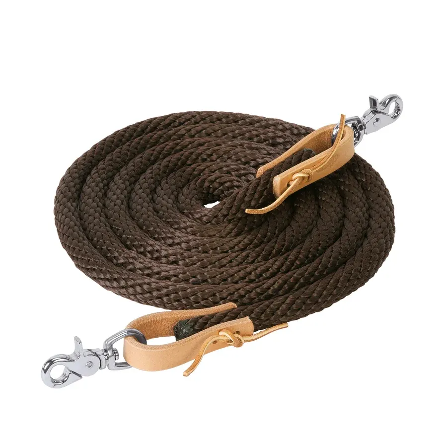 Rênes de corde en polypropylène avec mousqueton - 9,5 mm x 3 m / Marron