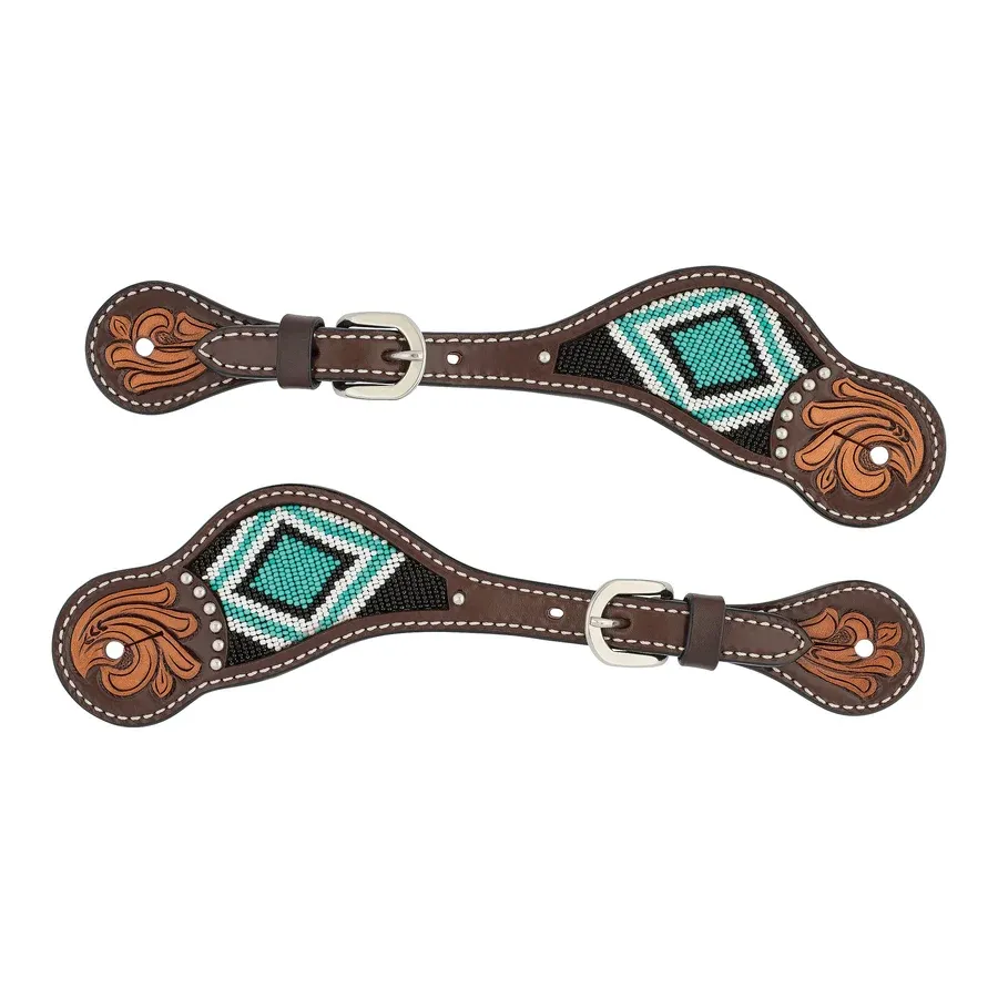 Strap d'éperons pour femme Weaver - Turquoise cross beaded