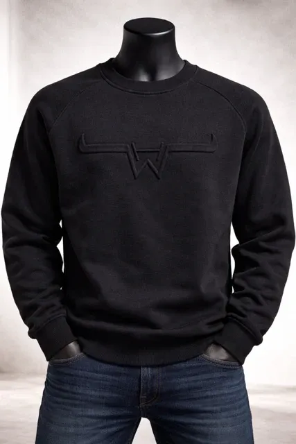 Crewneck Hostile western Embossé - Noir
