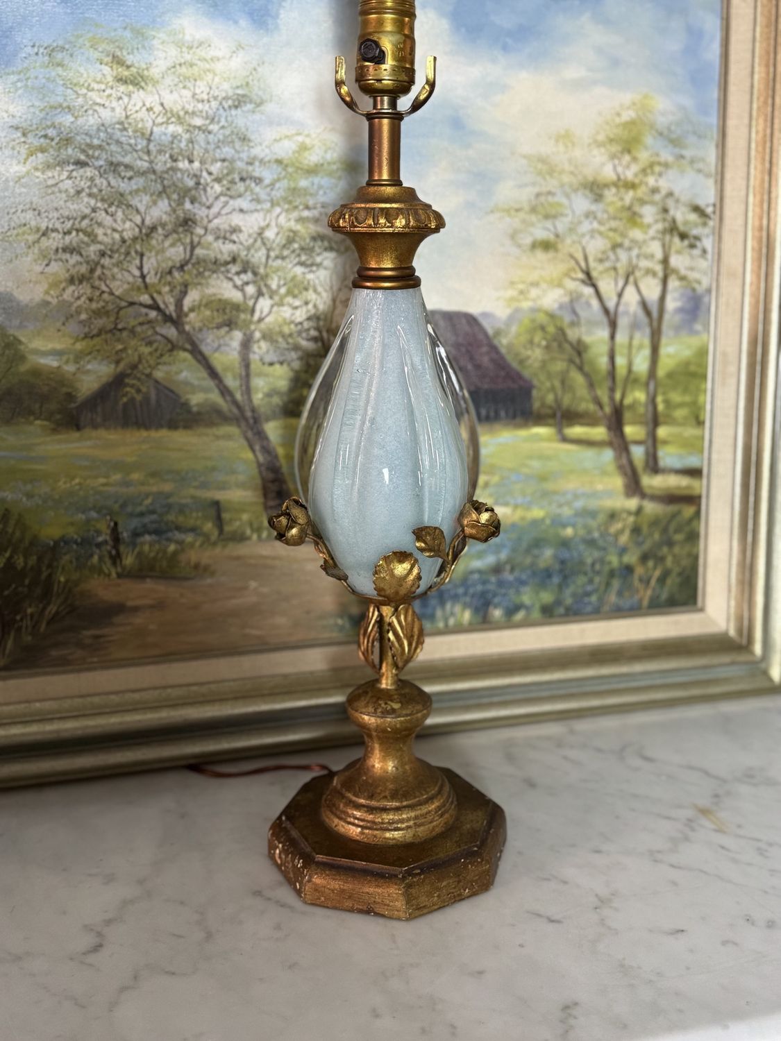 Opaline gilded lamp