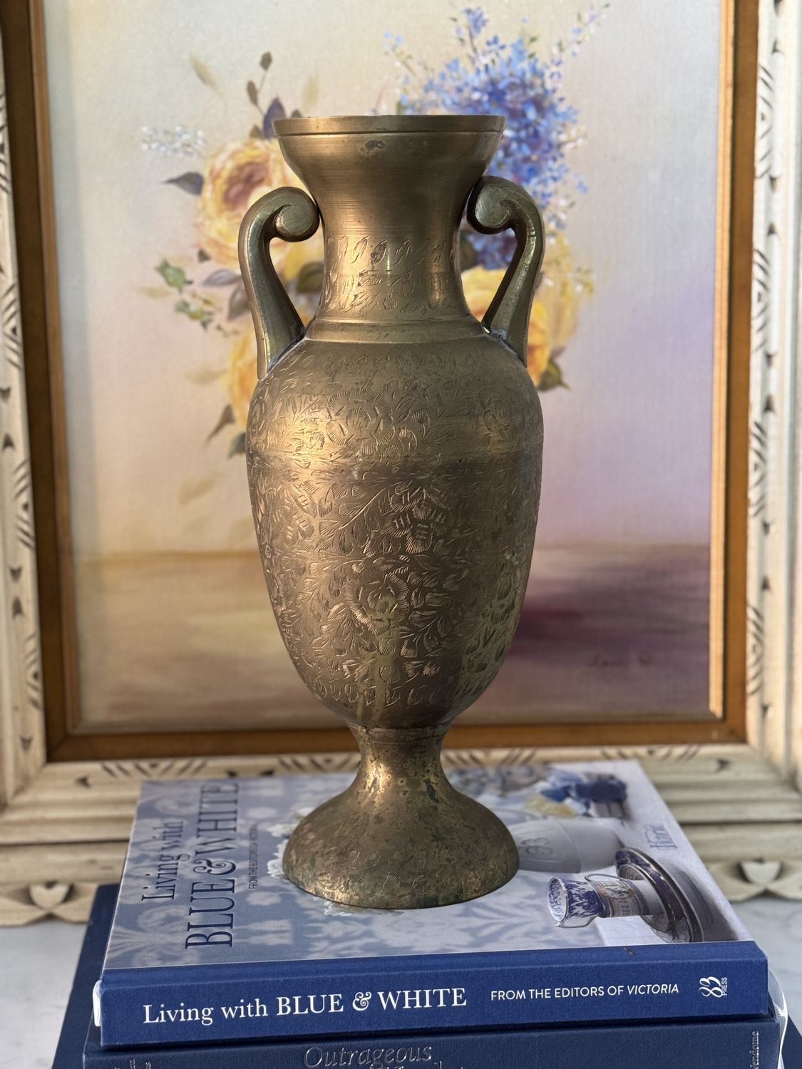 Etched Brass Vase