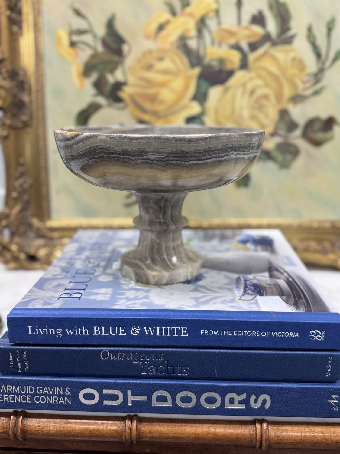 Polished Onyx Pedestal Compote