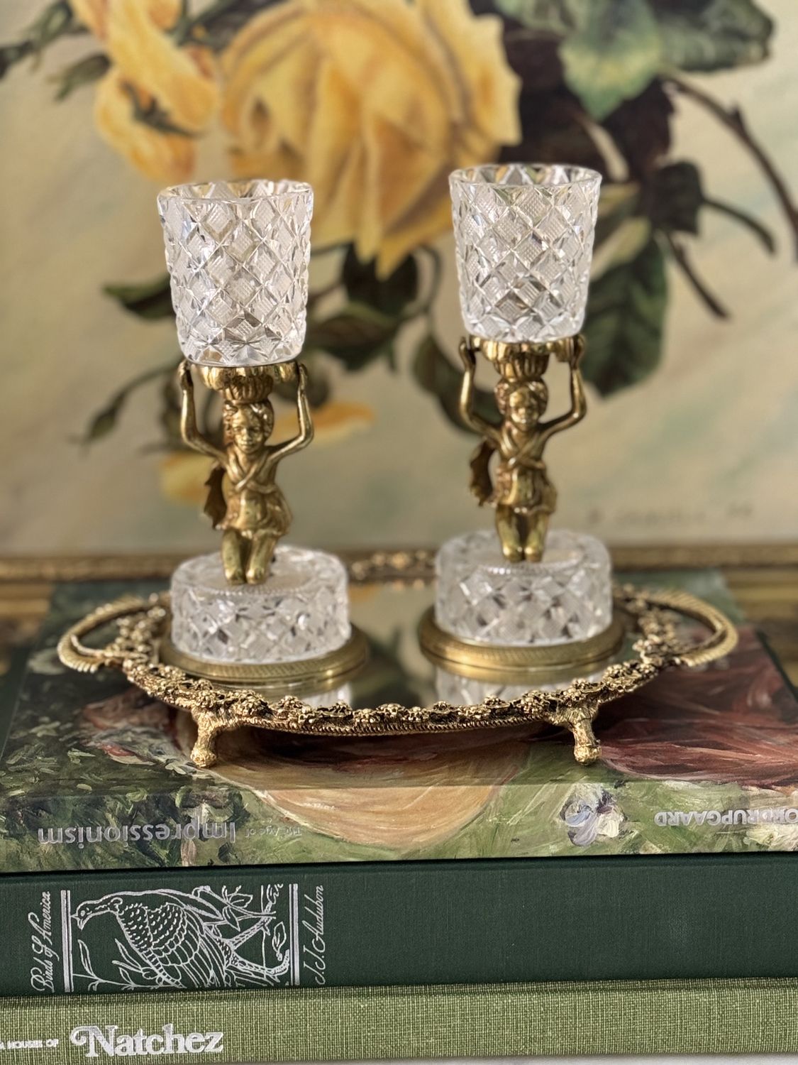 Crystal and Brass Votive candle holders