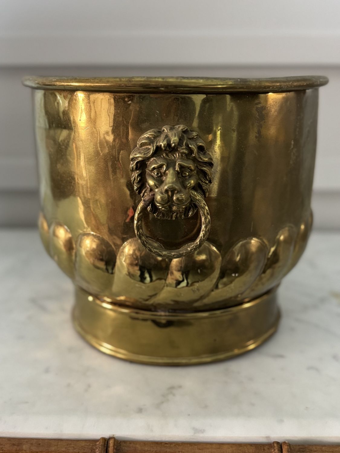 Brass Lion Head Planter
