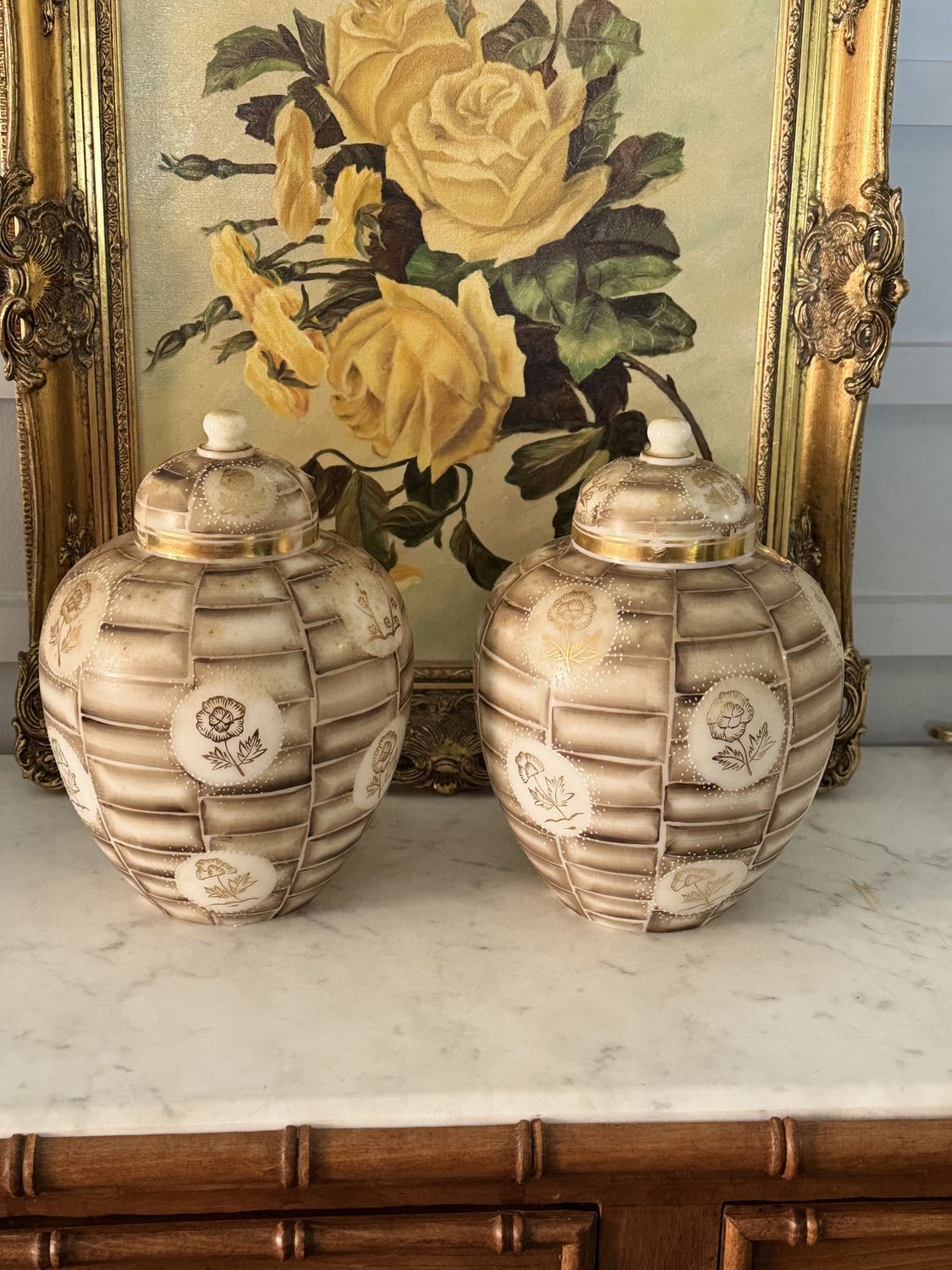 Gold and White gilded ginger jar