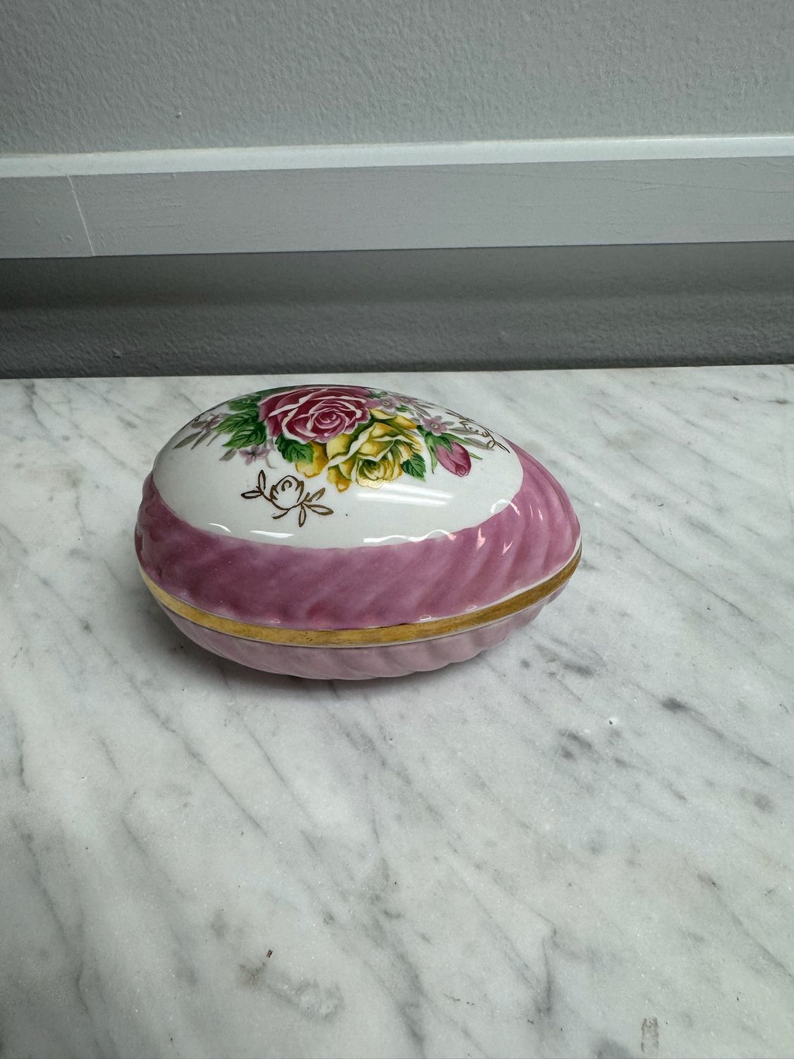 Rose Porcelain Egg trinket dish