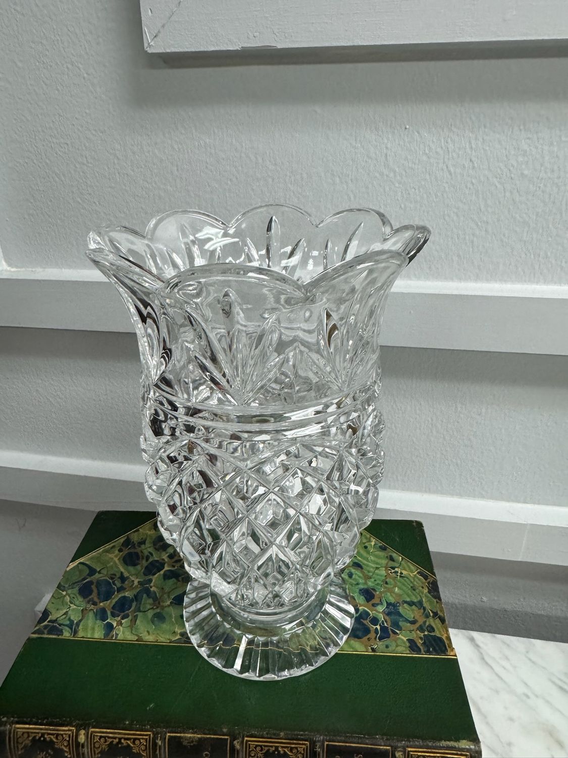 Glass scalloped top vase