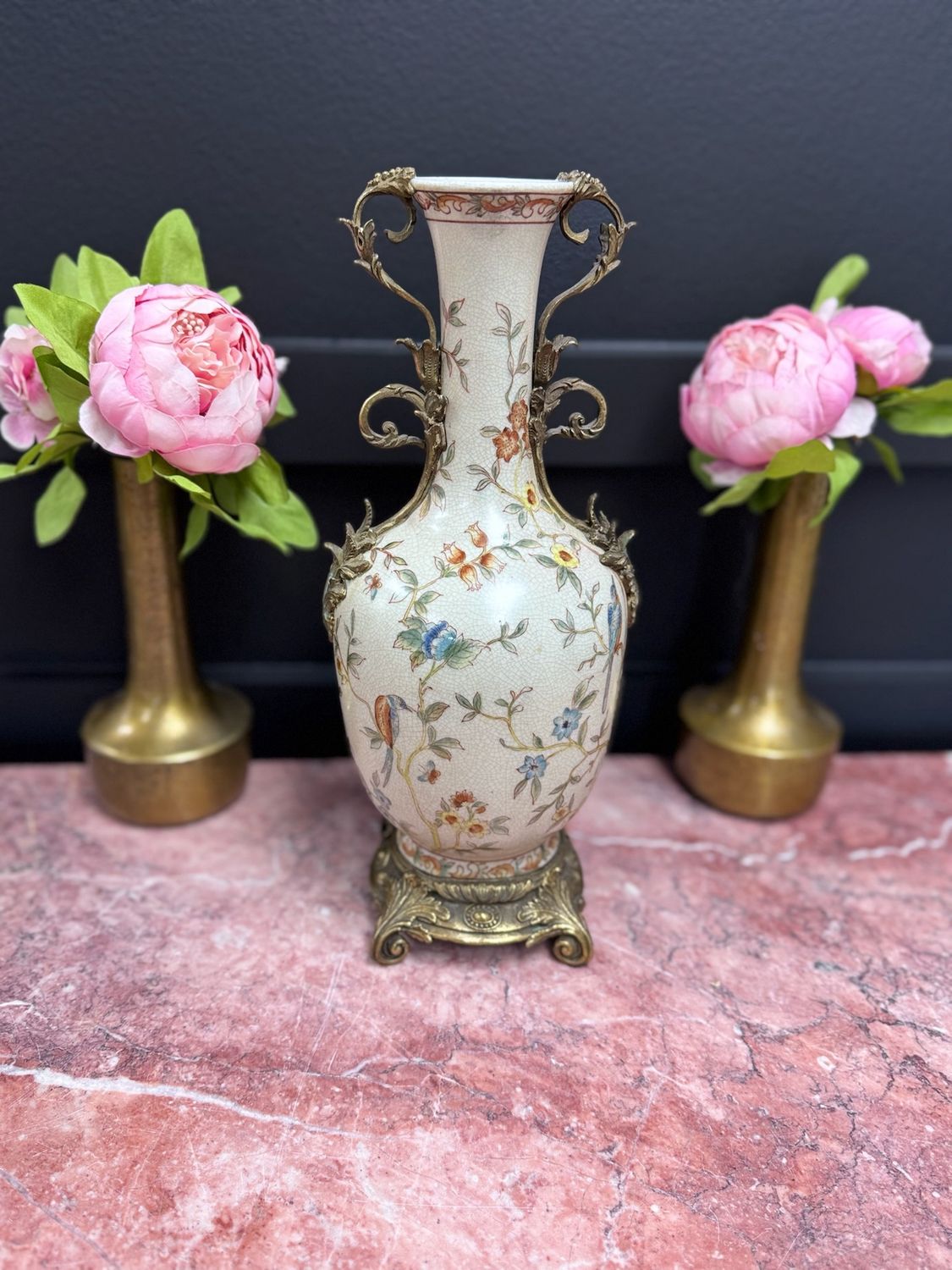 Dominic hand painted floral vase