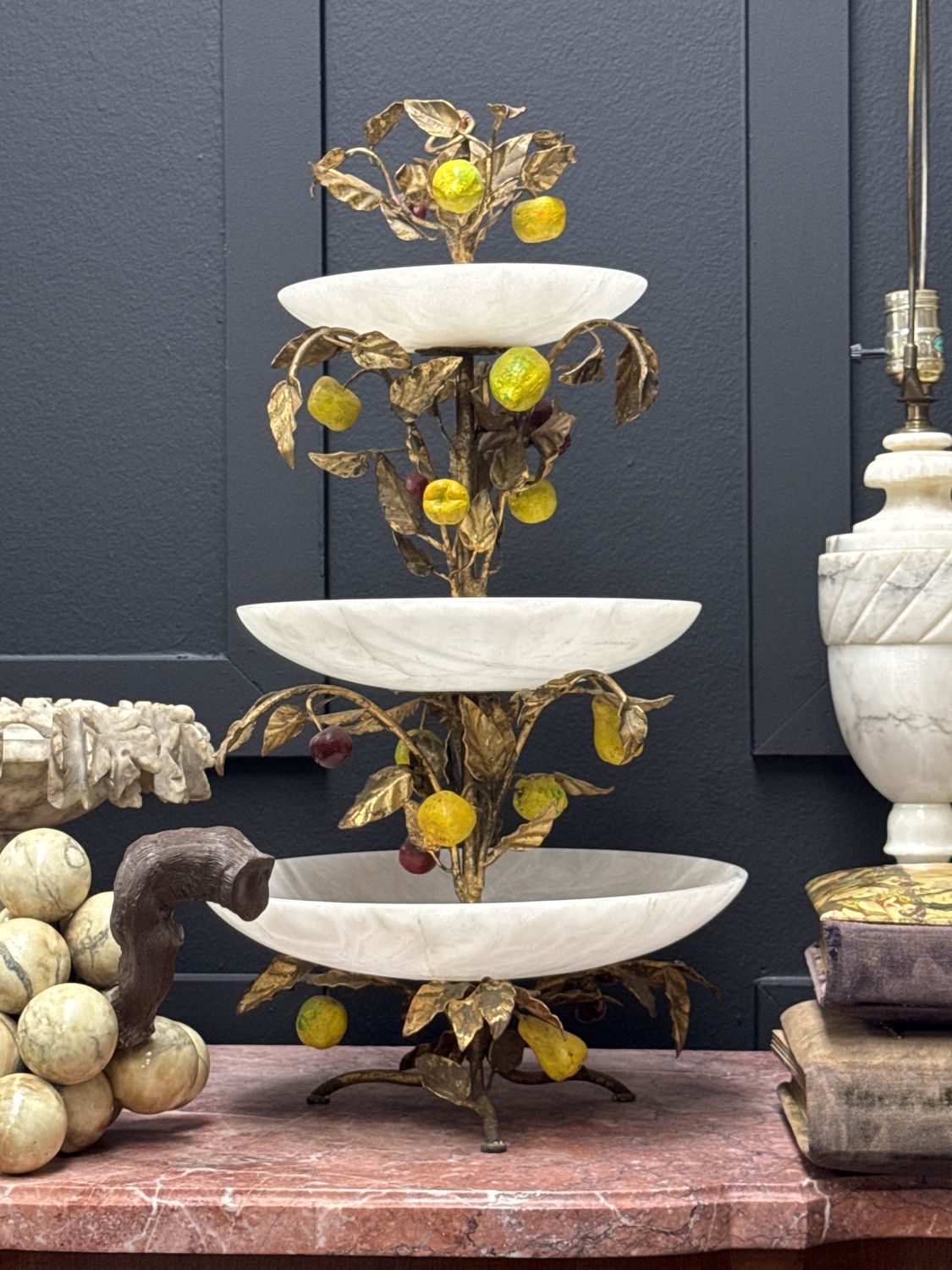 Alabaster tiered stand