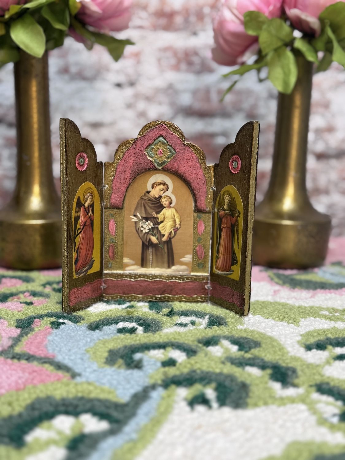 Vintage Florentine Triptych - Saint Anthony