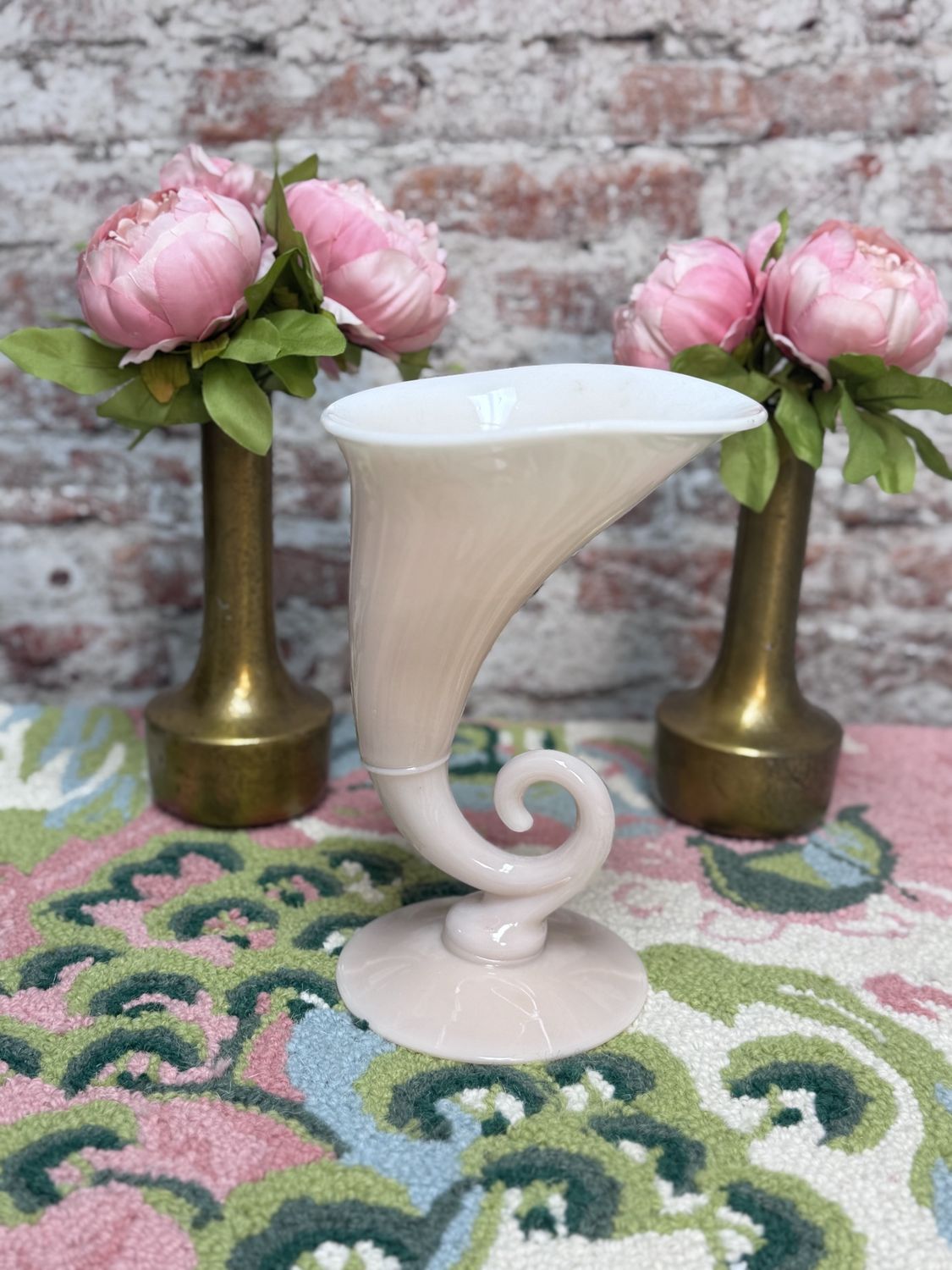 Pink Porcelain Cornucopia Vase