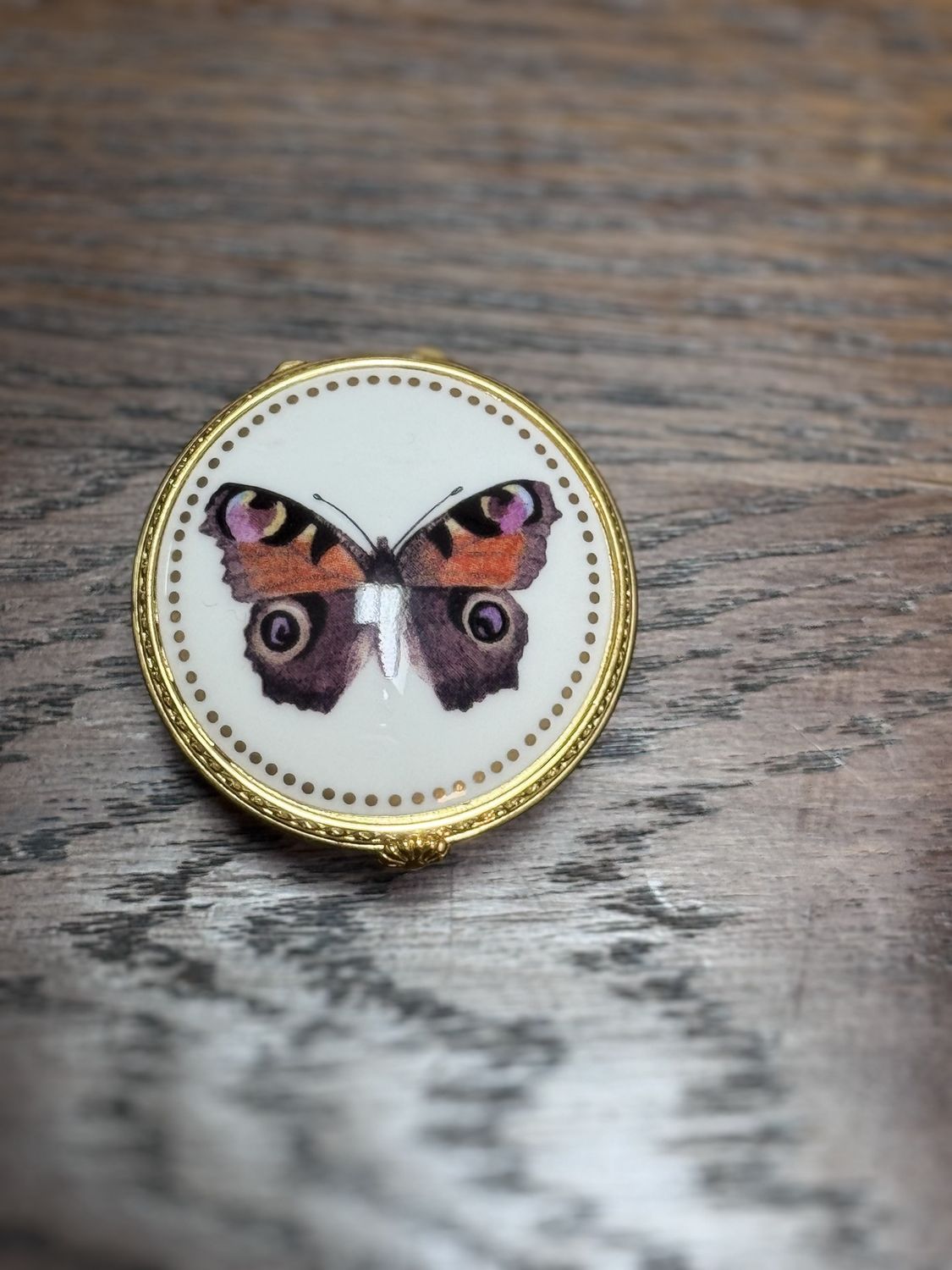 Butterfly Gilt-Edged Porcelain Trinket Box – Limoges-Style