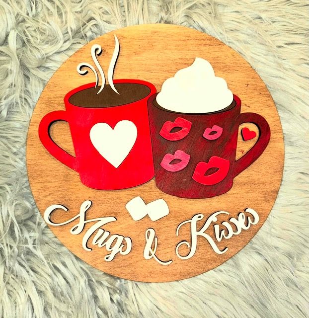 &quot;Mugs &amp; Kisses&quot; Valentine Decor for Door or Wall