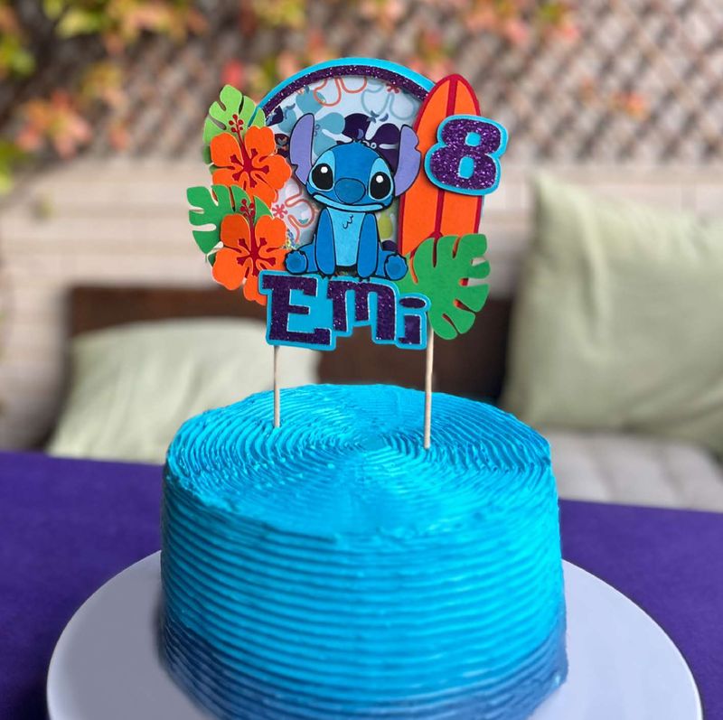 Adorno para tarta Stitch Hawaii