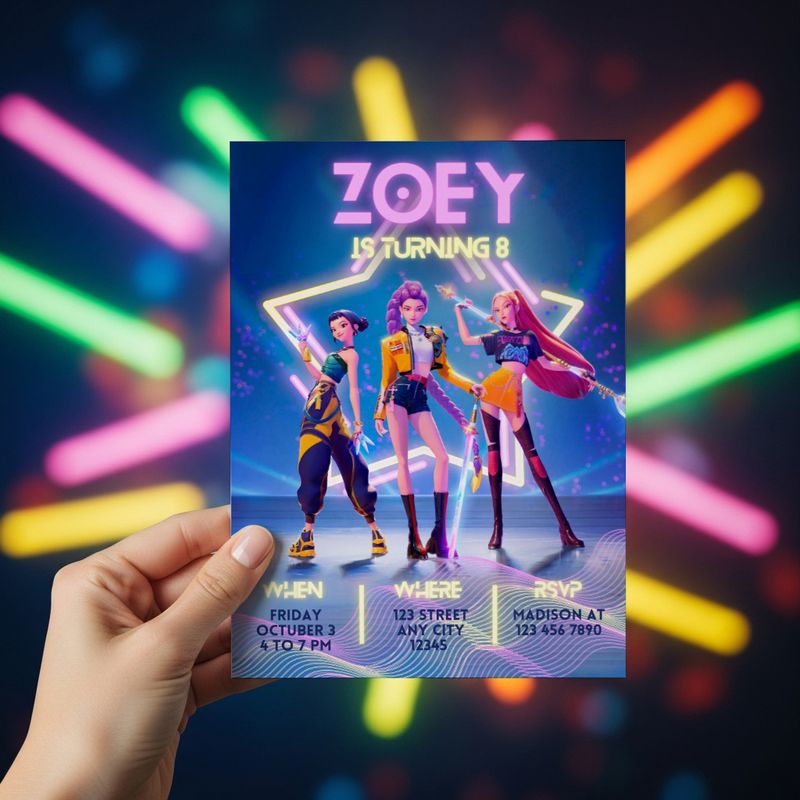 KPOP Demon Hunters Birthday Invitation | Editable Template