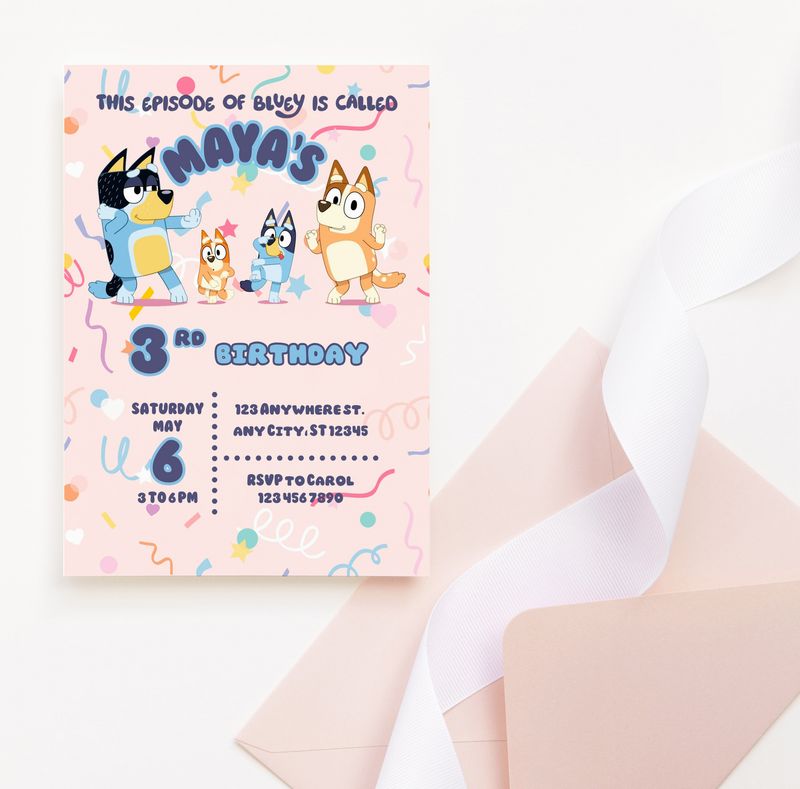 Bluey Birthday Invitation | Editable Canva Template | Digital Download