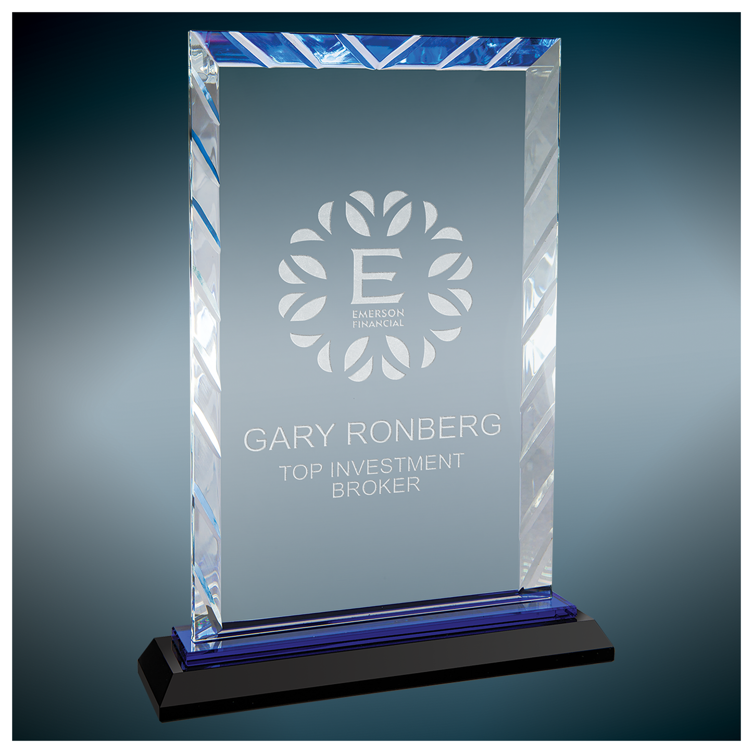 9&quot; Rectangle Accent Glass on Blue Base