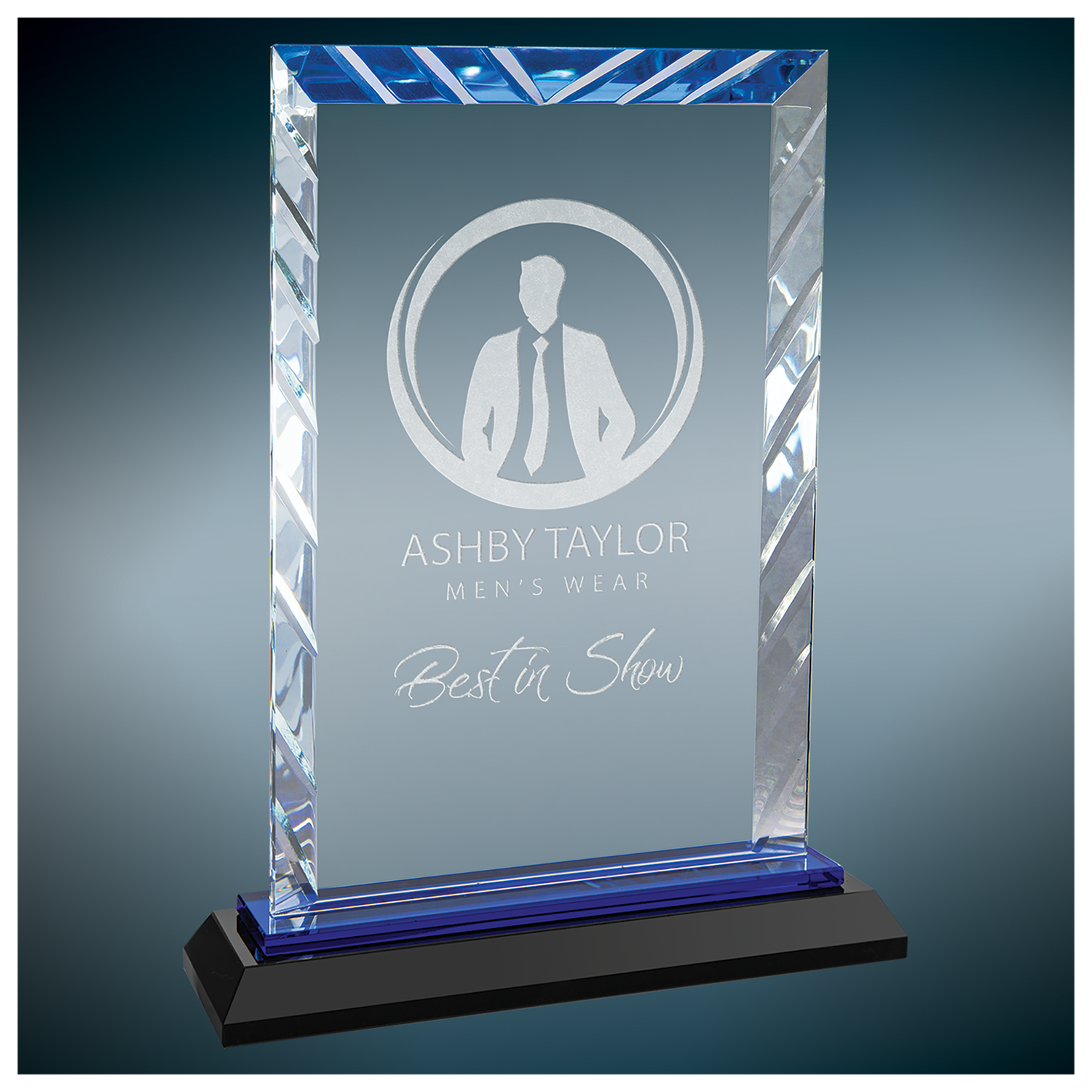 8&quot; Rectangle Accent Glass on Blue Base