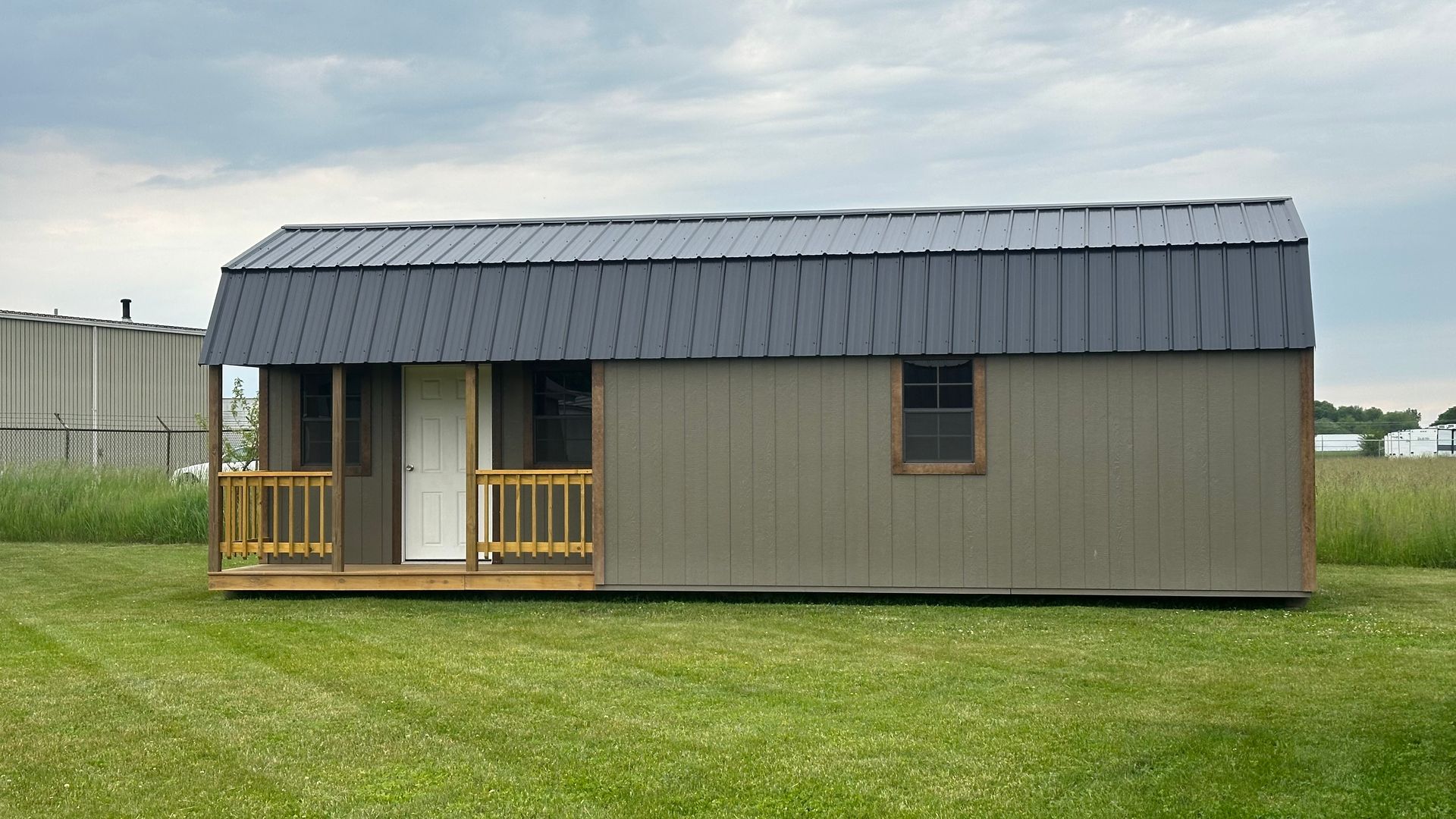 10% Sale 12x32 Lofted Corner Porch Cabin #01816