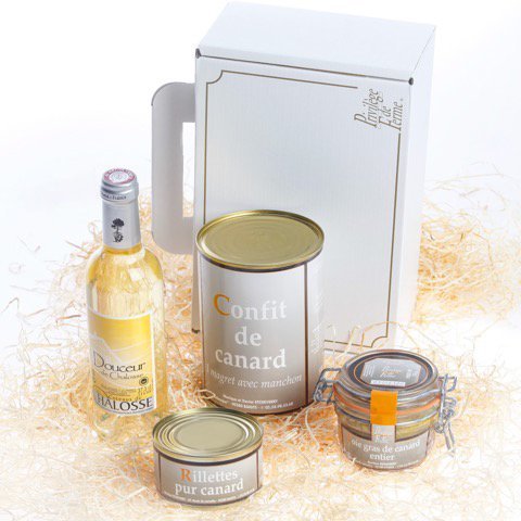 B - Coffret cadeau blanc, liseré doré