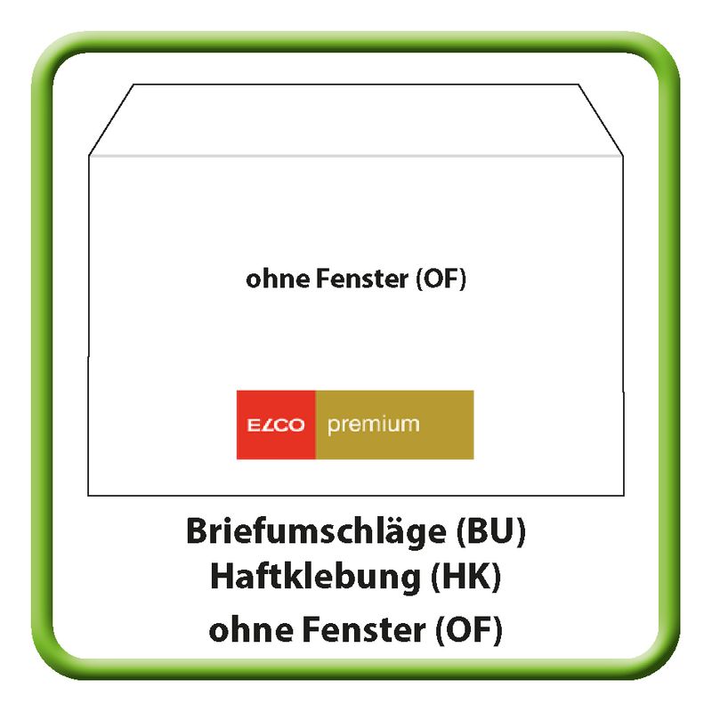 Briefumschlag (BU), Elco Premium, Haftklebung (HK), ohne Fenster (OF)