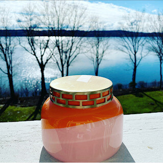 Pink and orange Volcano candle-newly stocked!