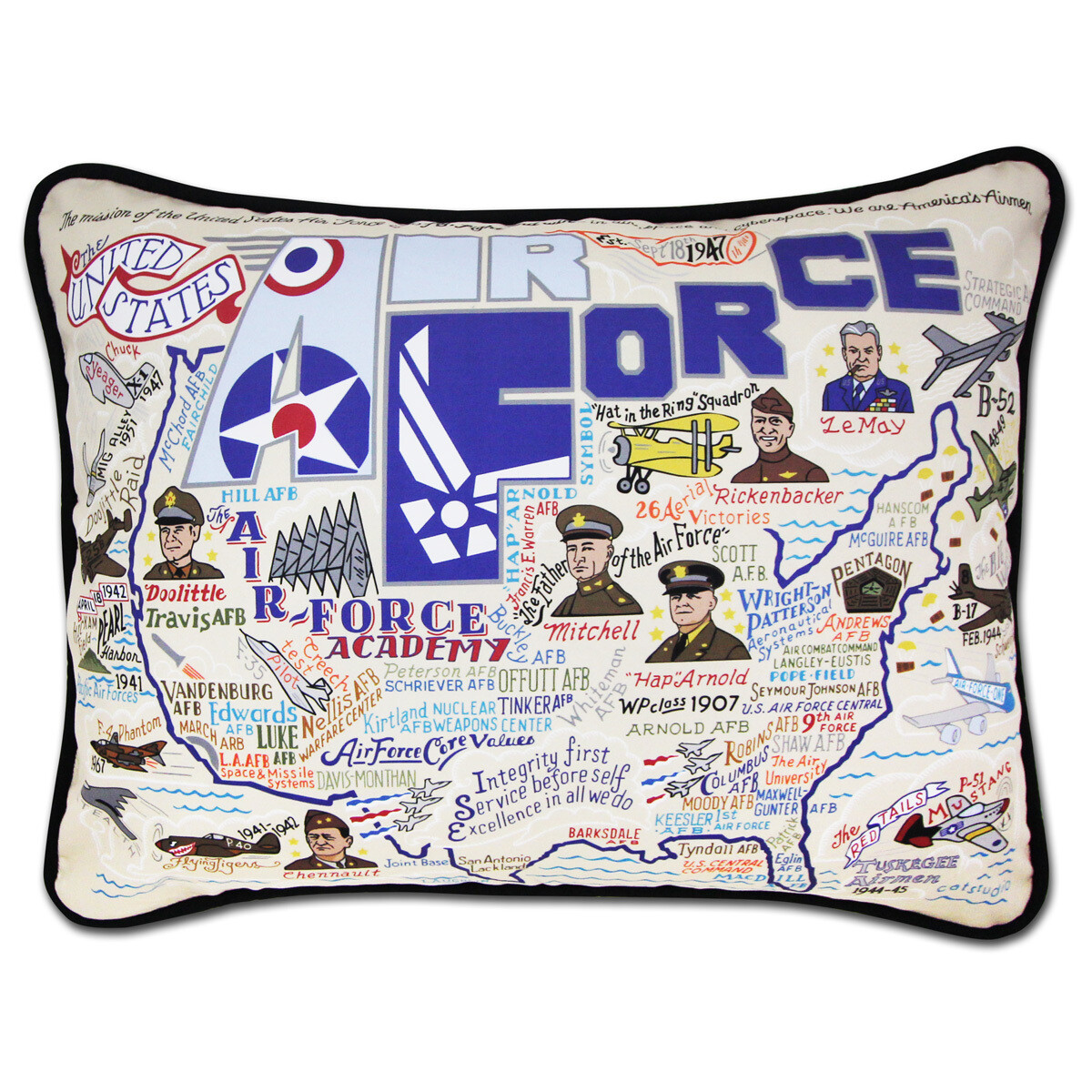 Air Force Hand embroidered pillow