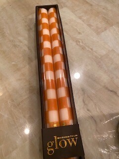 orange and white tapers-(set of 2)