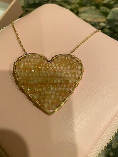 pink heart beaded necklace